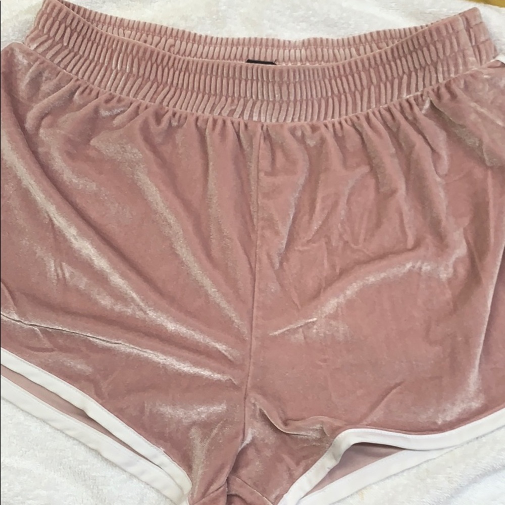 Size Medium Light Pink Velvet high waist shorts